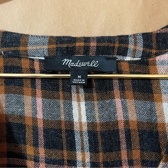Madewell | Plaid Gauze Double-Tie Wrap Top Blouse Size M - Picture 4 of 15